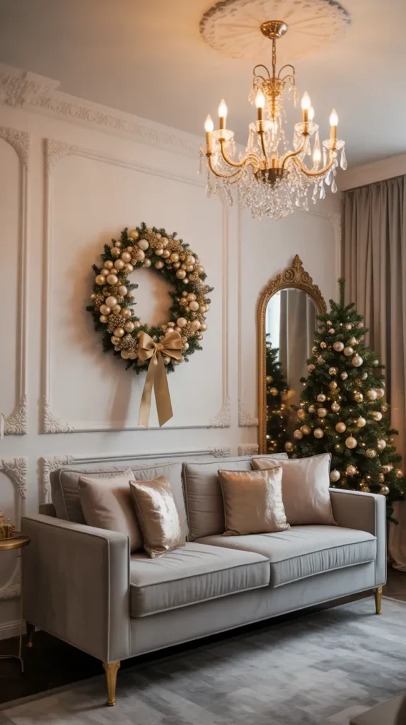 Elegant Christmas Wreath on Mirror