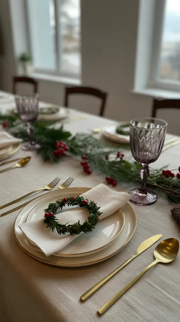 Miniature Wreaths on Holiday Table