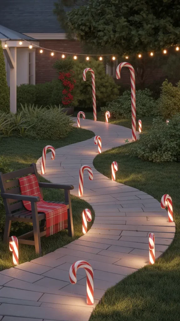 Whimsical Candy Cane Pathway Lighting