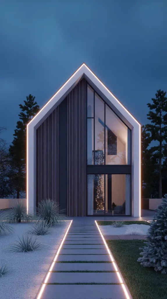 Modern LED Strip Lighting on Roofline