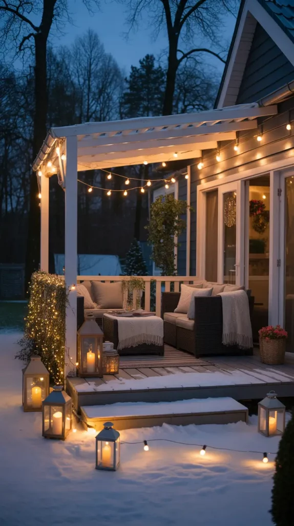 Outdoor Seating with Warm Lighting