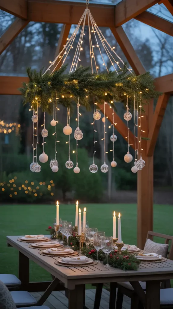 Outdoor Chandelier with Fairy Lights
