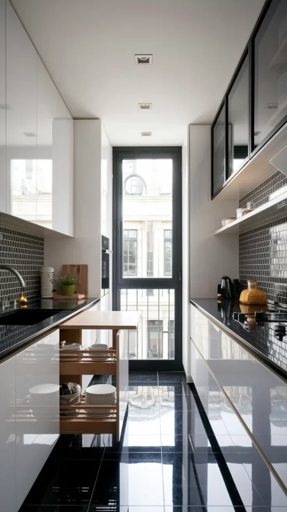 Compact galley kitchen design