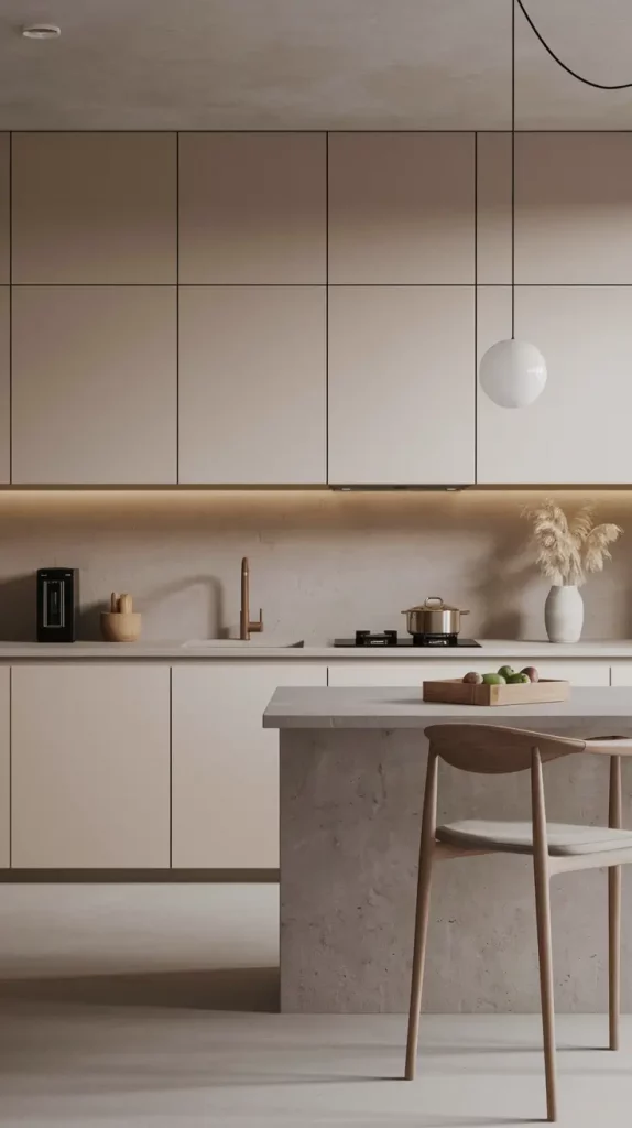 Minimalist kitchen with hidden appliances
