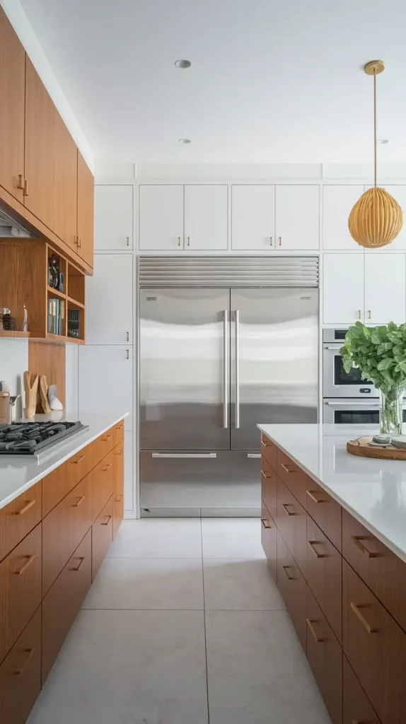 Kitchen with integrated fridge cabinetry