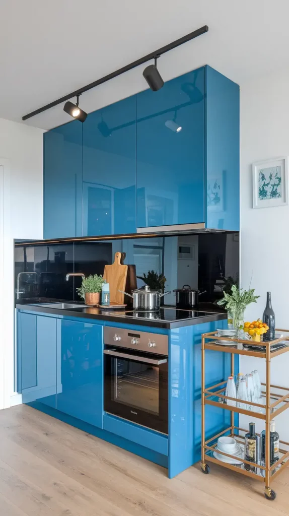 Compact urban kitchen with floating cabinets