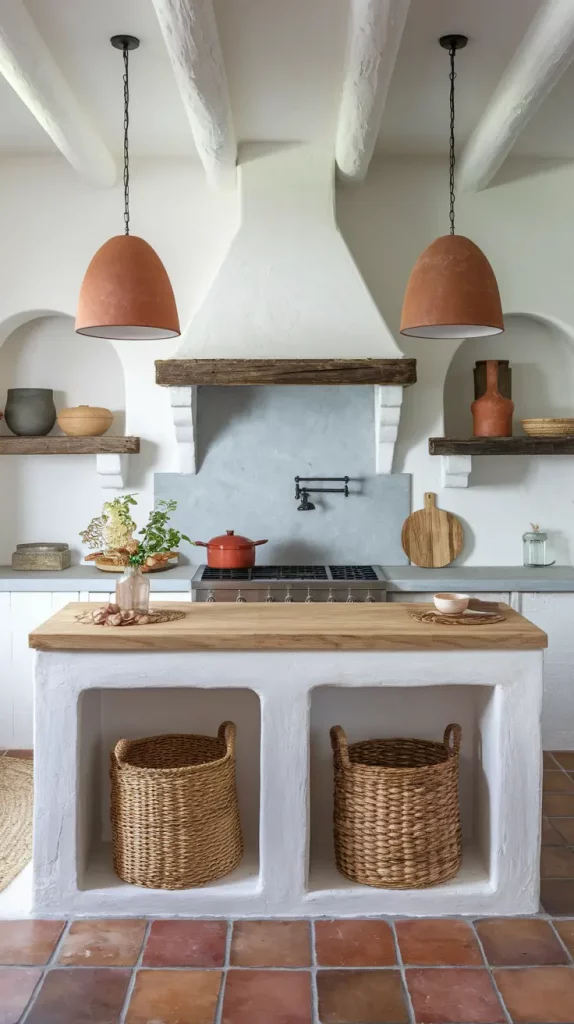 Mediterranean-inspired kitchen with natural materials