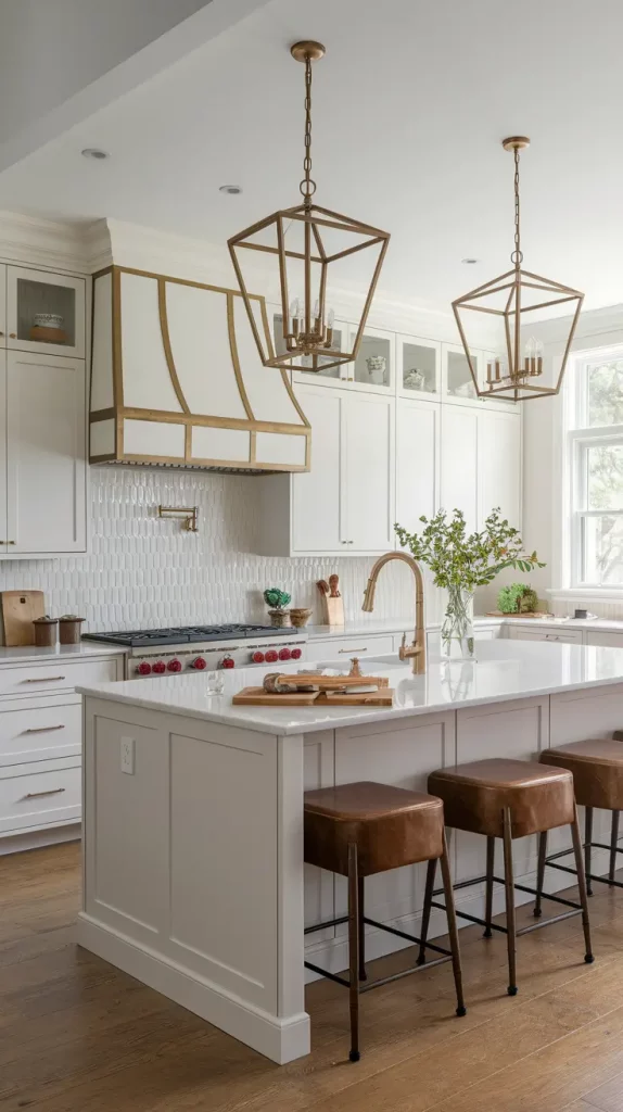 Lantern-style pendant lights in kitchen