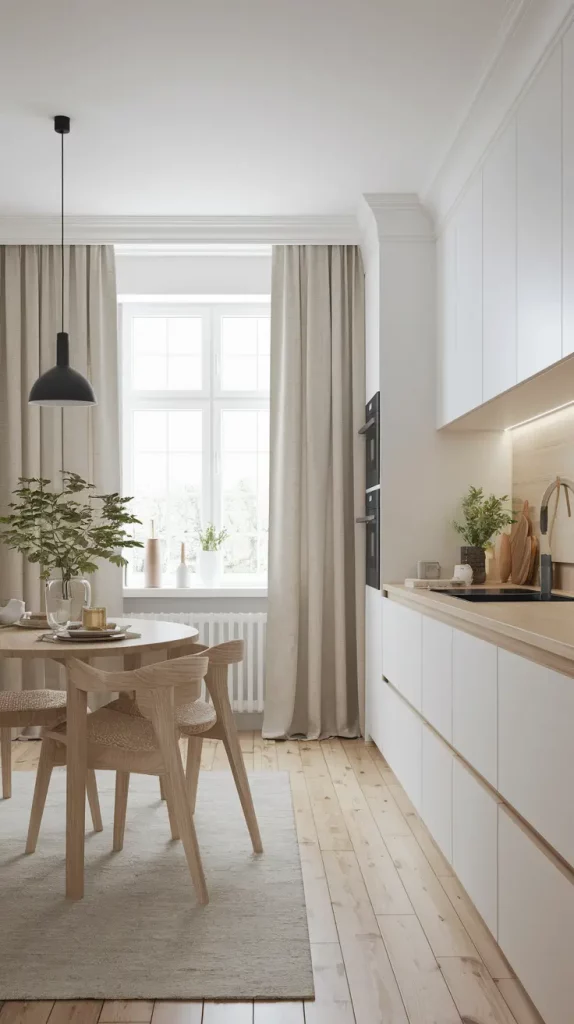 Cozy Scandinavian kitchen with natural light