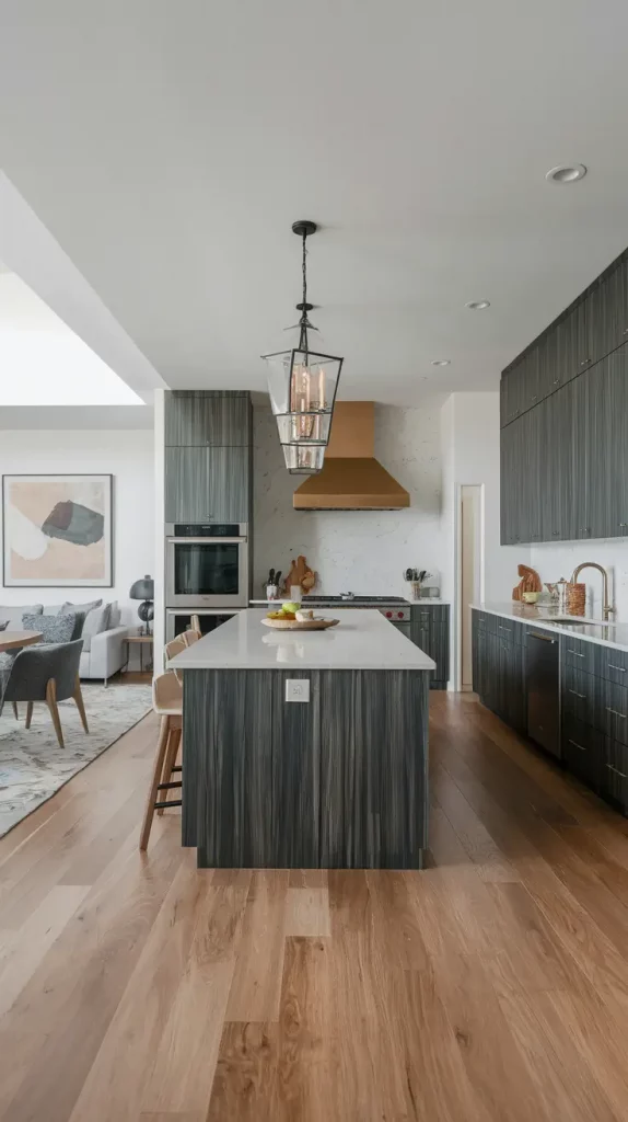 Kitchen and dining area with cohesive wood tones