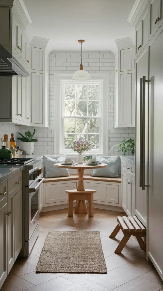 Kid-friendly kitchen with rounded edges and organized storage