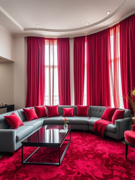 lively crimson drapes unfurled