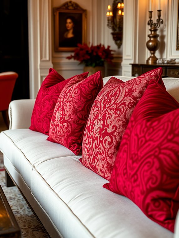 vibrant cherry red cushions