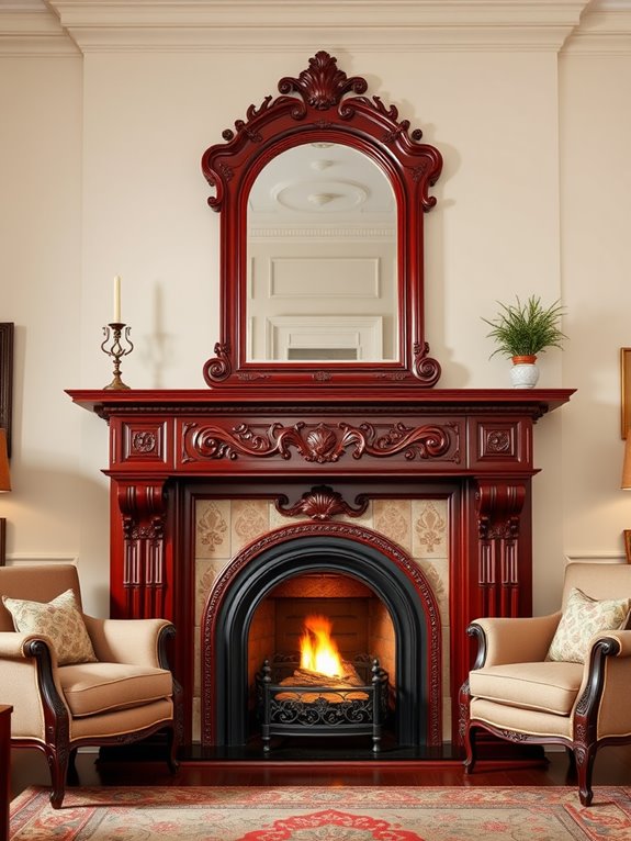 vibrant cherry red mantel
