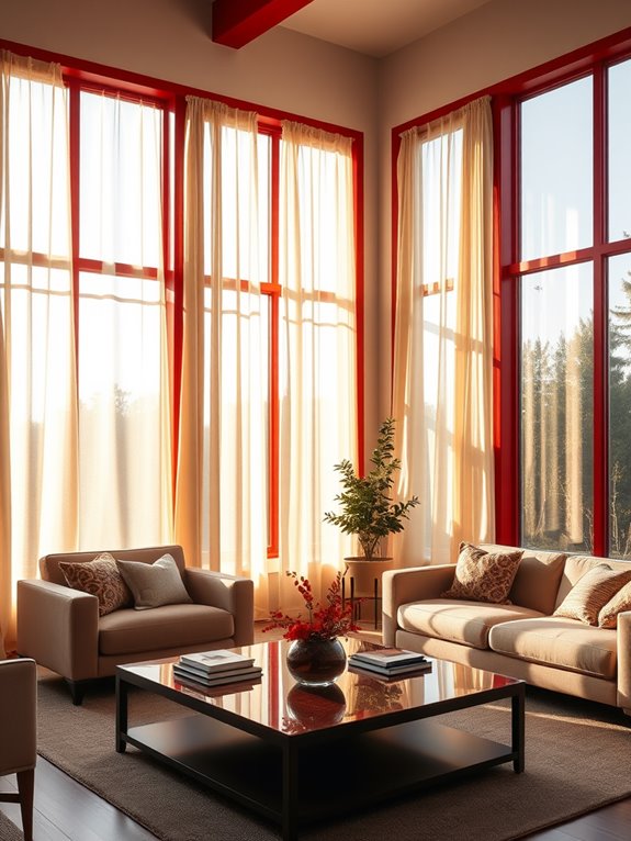 vibrant cherry red accents