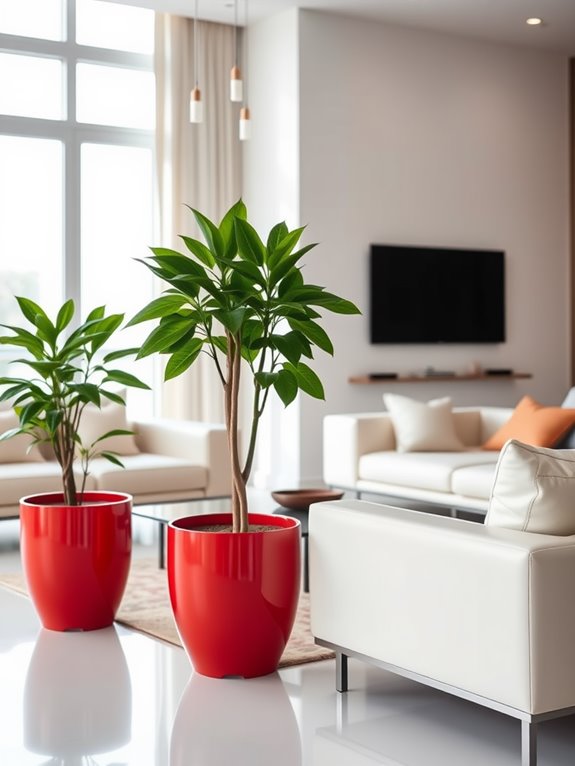 vibrant cherry red pots