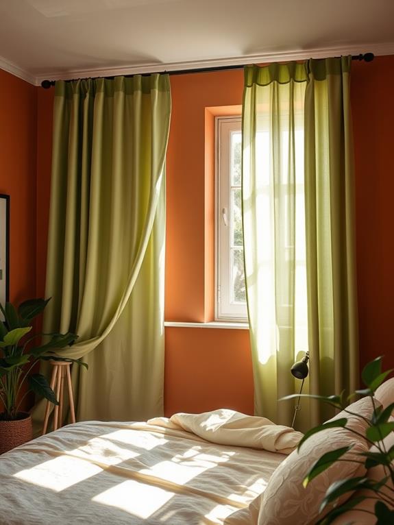 soft light green curtains