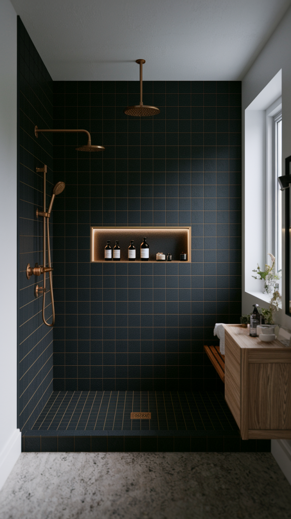 Dark Tile Shower