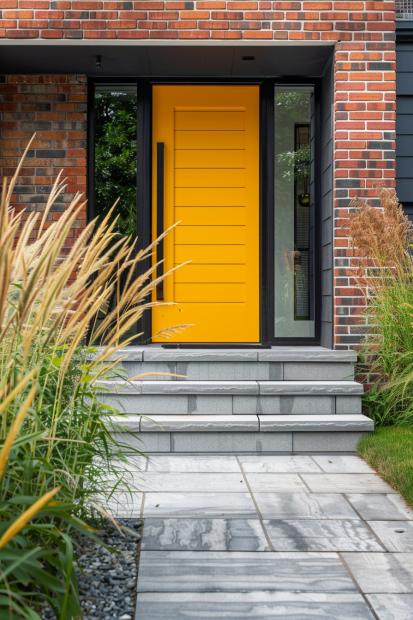 Yellow door with black accents