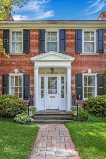 White door with black shutters