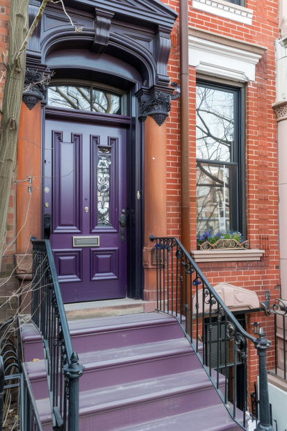 Purple door with ornate detailing
