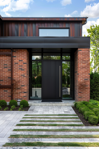 Matte black door with industrial style