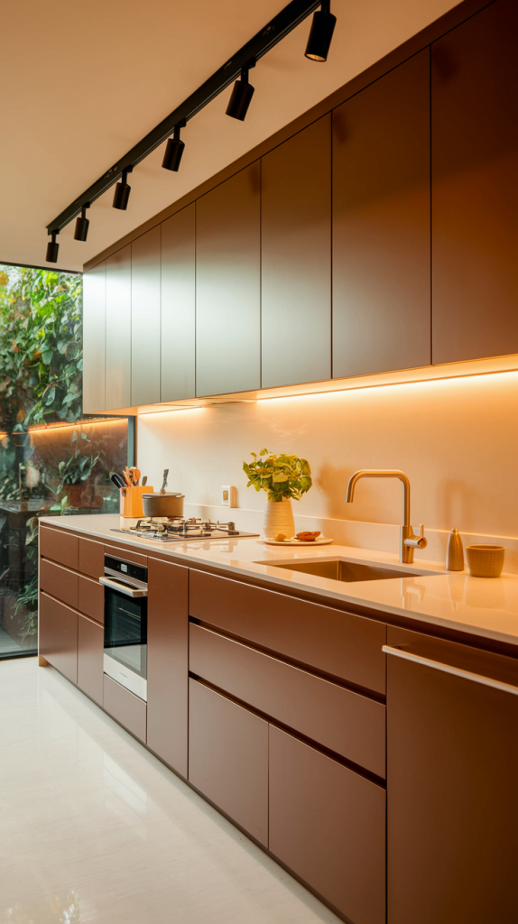 Modern Brown Kitchen Cabinets