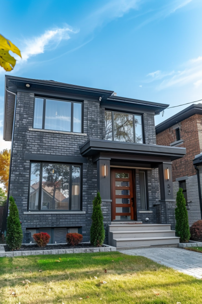 Contemporary Gray Brick Home