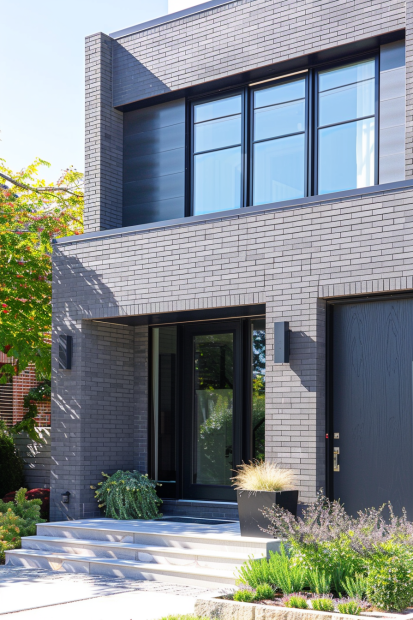 Bold Minimalist Gray Brick Home