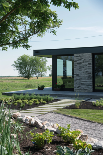 Ultra-Modern Gray Brick Home