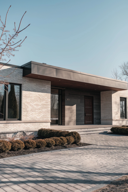 Sleek Modern Gray Brick Home