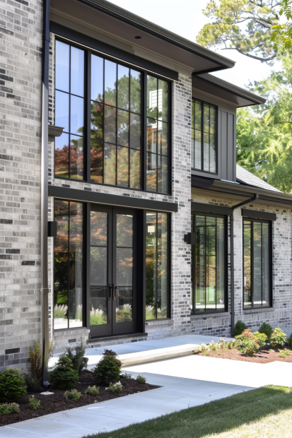 Light-Filled Gray Brick Home