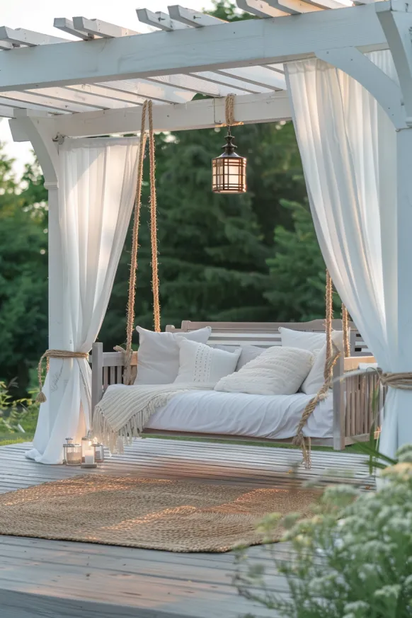 Pergola with hanging daybed