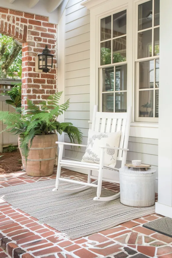 Brick porch with rocking chair