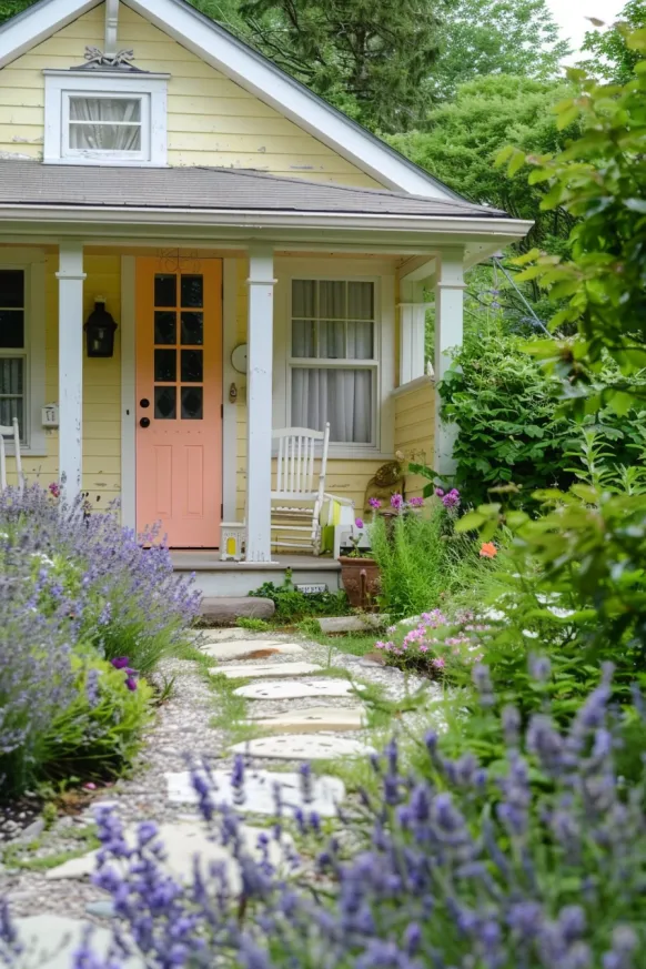 Cape Cod coastal home with blue door and hydrangeas