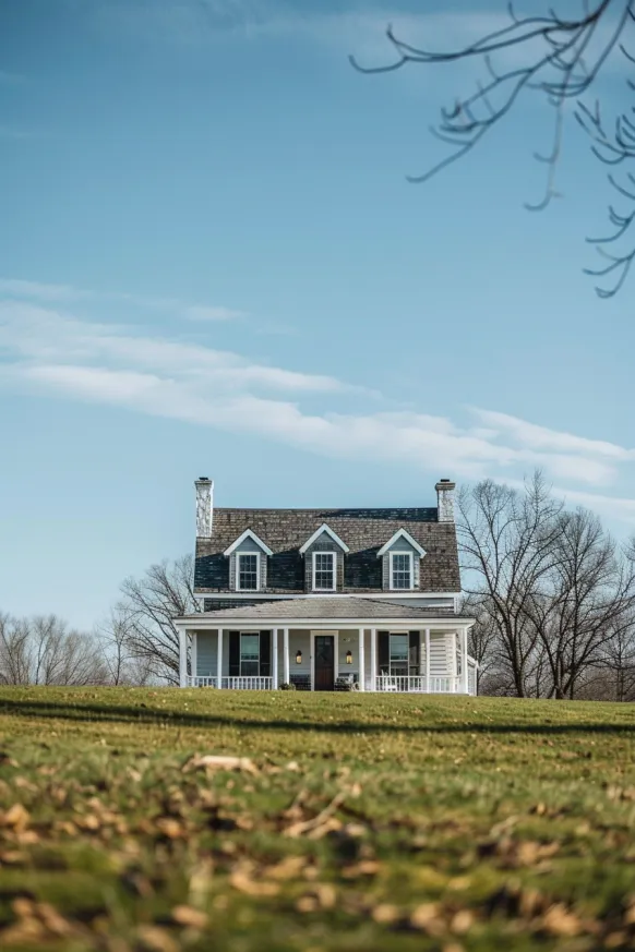White Cape Cod home with wraparound porch