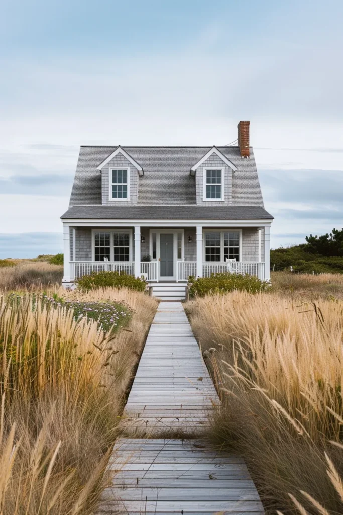 Cape Cod beach house with weathered boardwalk