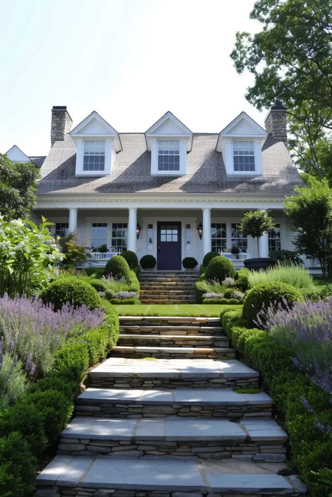 Cape Cod home with grand stone pathway