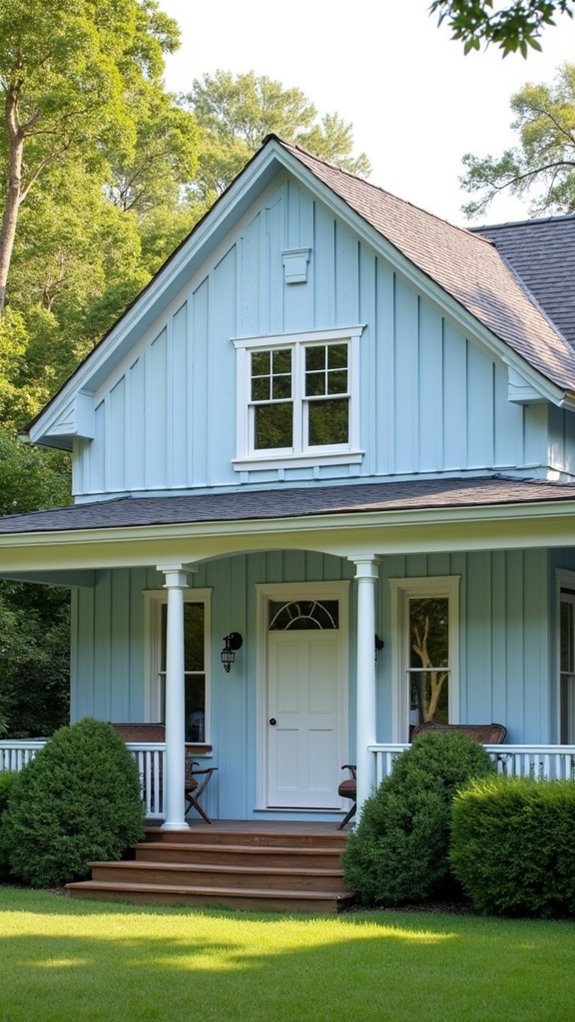 pale blue farmhouse exterior elegance