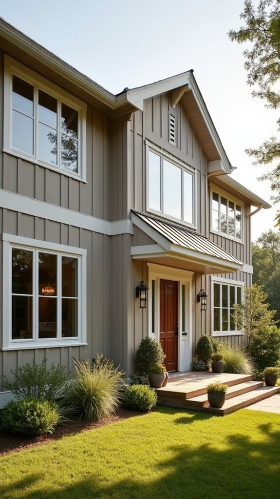 warm greige farmhouse exterior charm