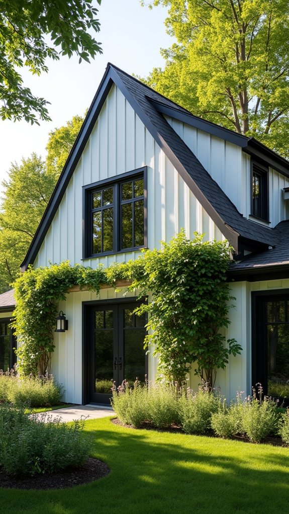 farmhouse with modern black windows