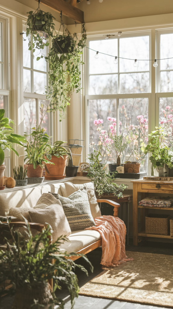 Budget-Friendly Sunroom with DIY Decor and Plants