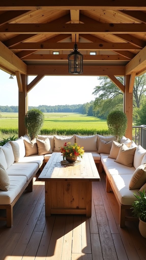 cozy communal bench seating