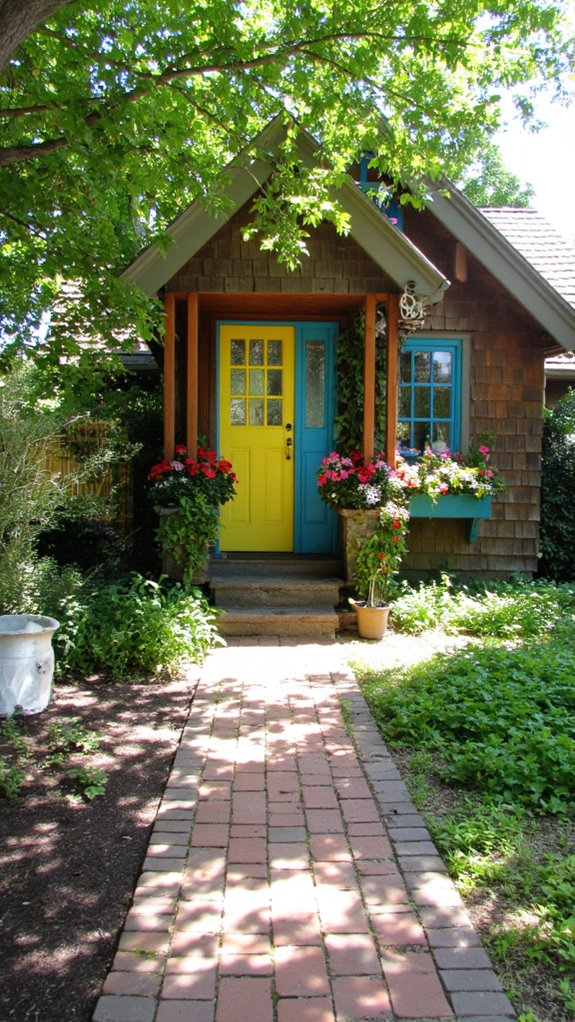 vibrant doors enhance charm