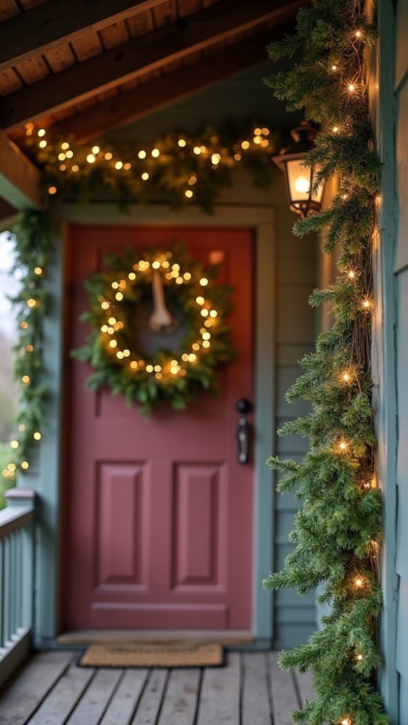 festive illuminated door decoration