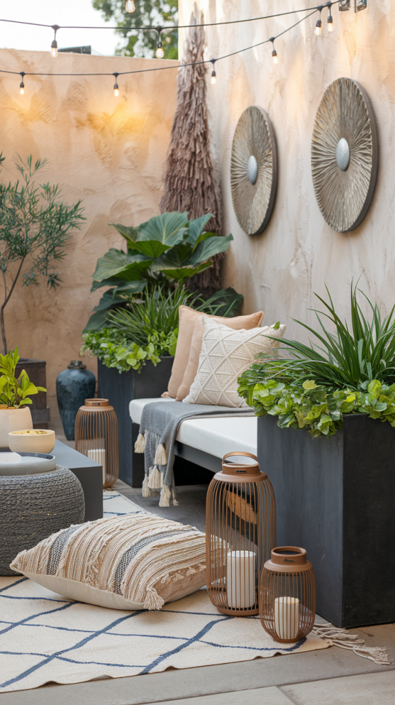 Decorated Back Patio with Stylish Accents