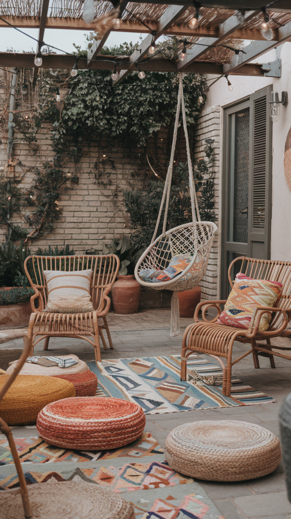 Boho Style Back Patio with Eclectic Decor