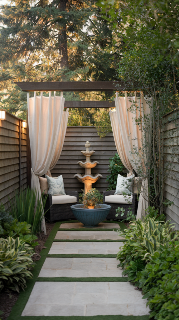 Private Back Patio with Greenery and Screens
