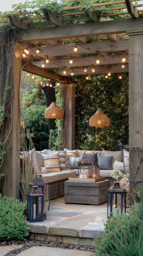 Back Patio with Pergola and Lighting