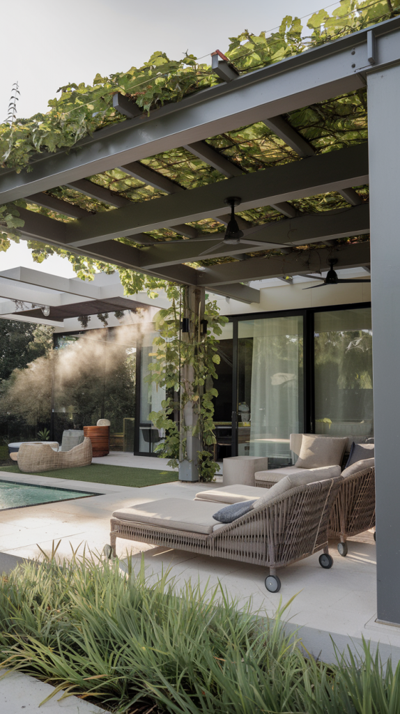 Back Patio with Shade and Cooling Features